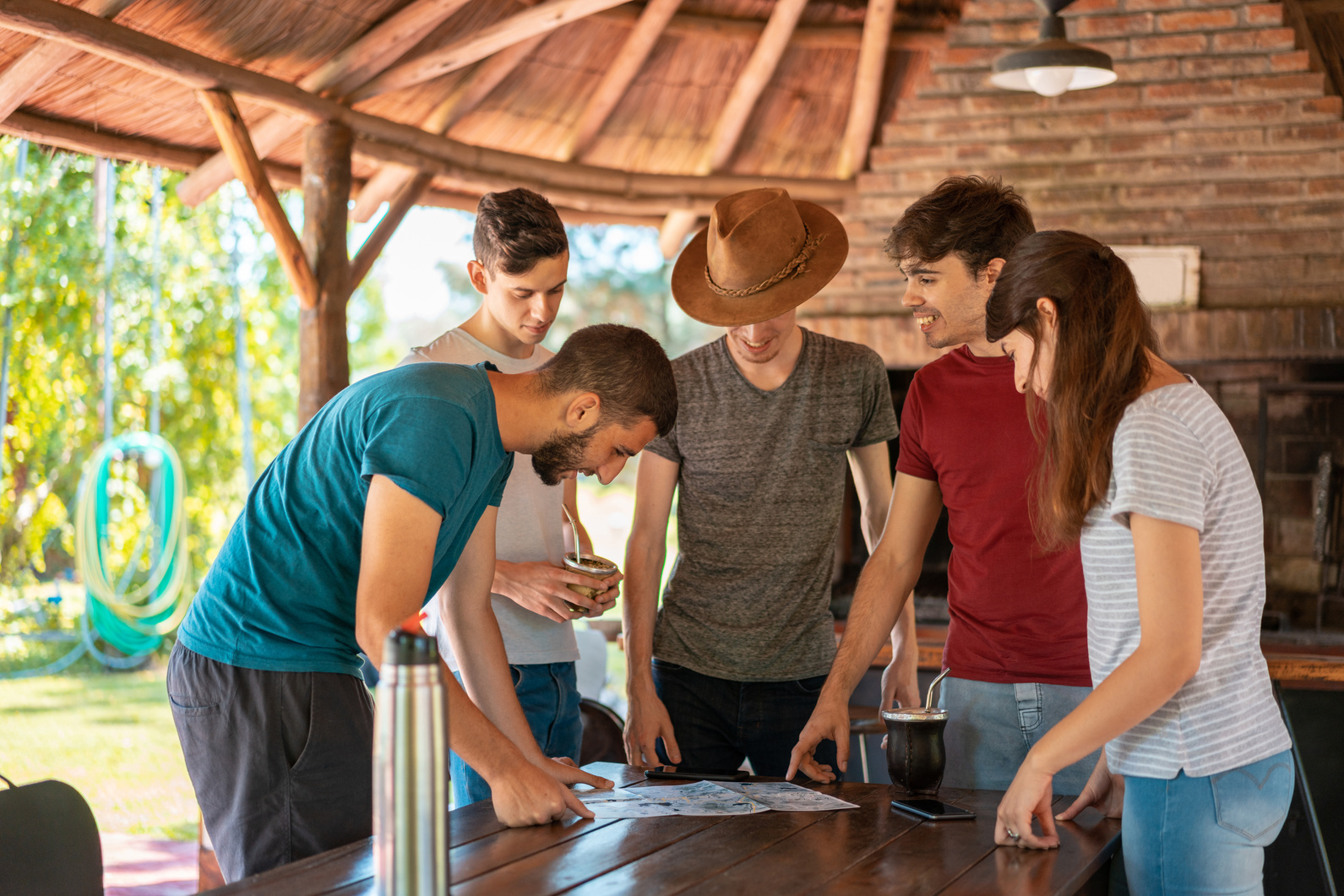 Group of friends planning trip